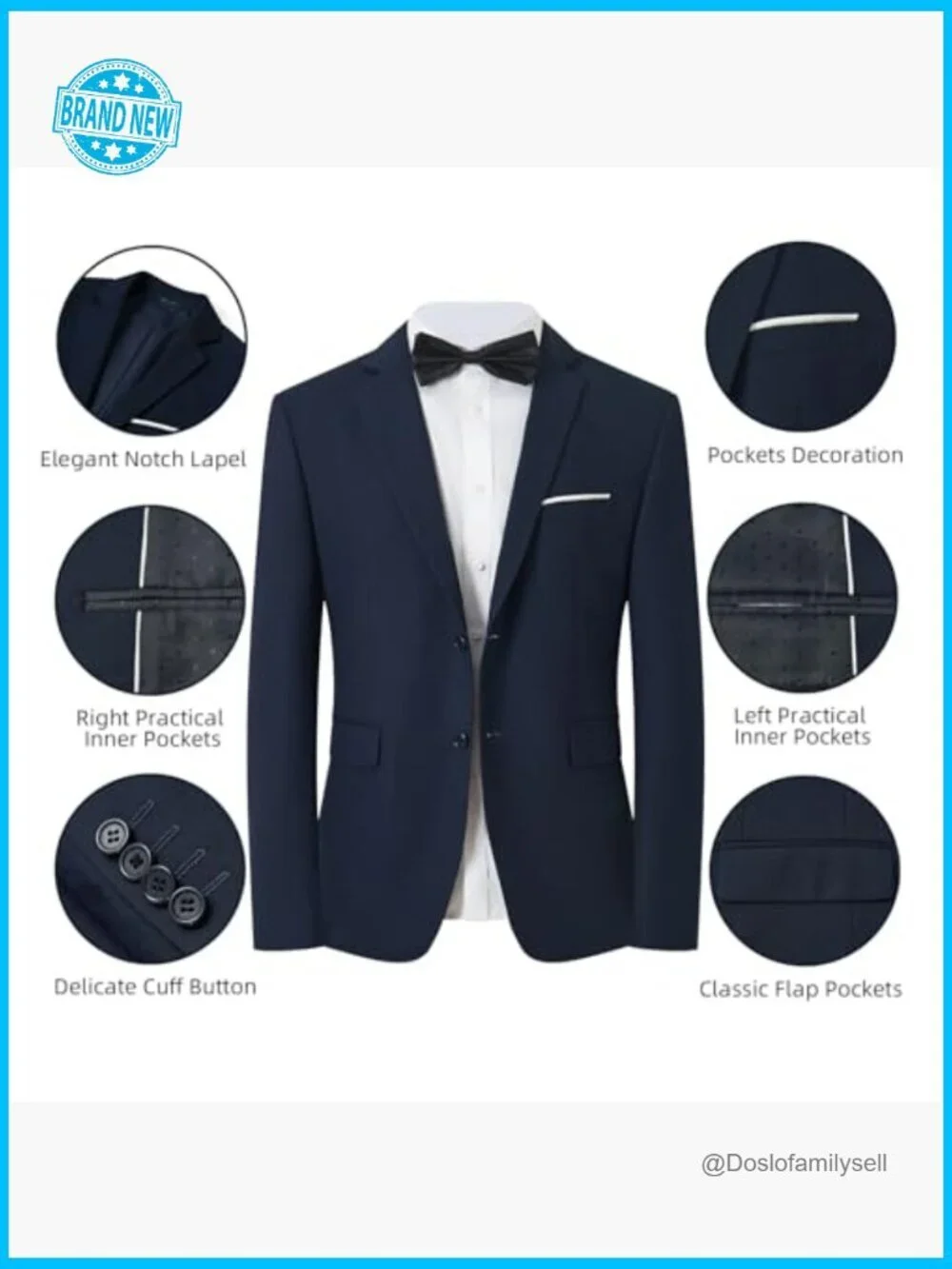 Slim Fit Suit Set Elegant Formal Blazer Pants Classic Menswear Tuxedo